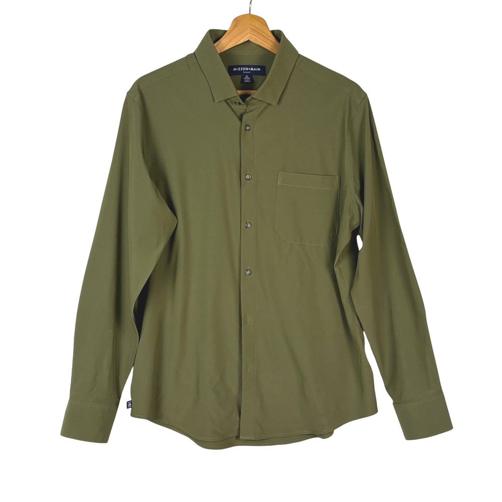 Mizzen+Main Leeward Trim Fit No Tuck Men Button Up Shirt Sz M Performance Travel